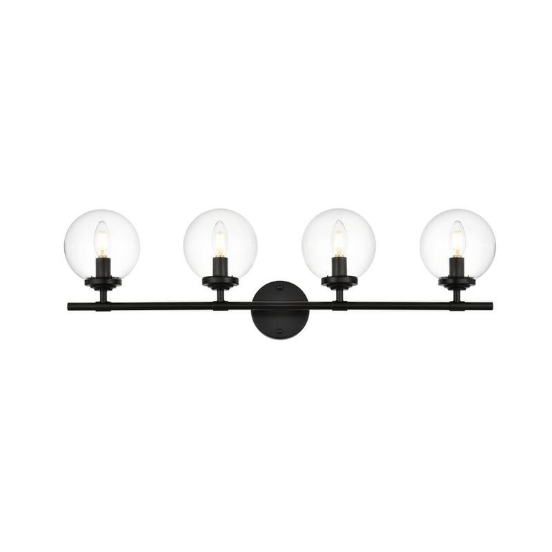 Inzo 1 Light Black and Clear Bath Sconce - Black - 33
