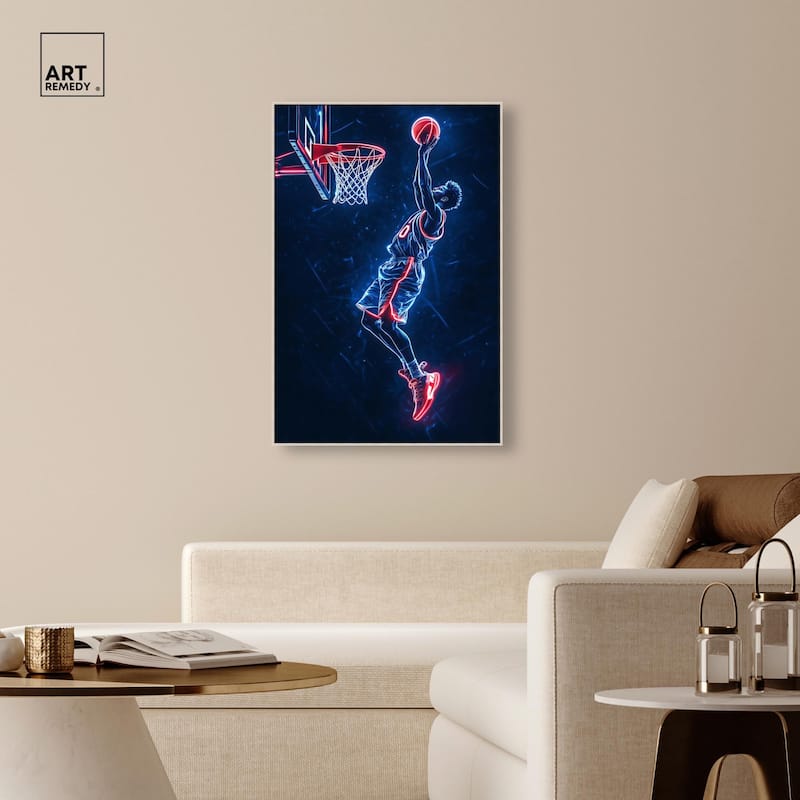 Shoot Some Hoops Neon Canvas by Art Remedy