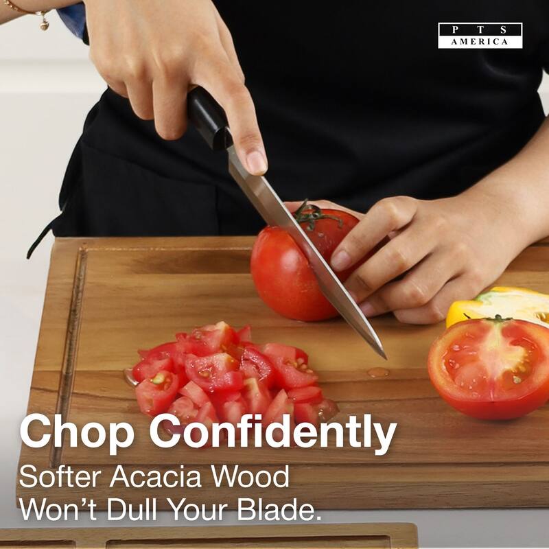 Sango Atelier Acacia Wood 3-Piece Stackable Cutting Board Set- Small & Large Kitchen Chopping Boards for Meat & Vegetables