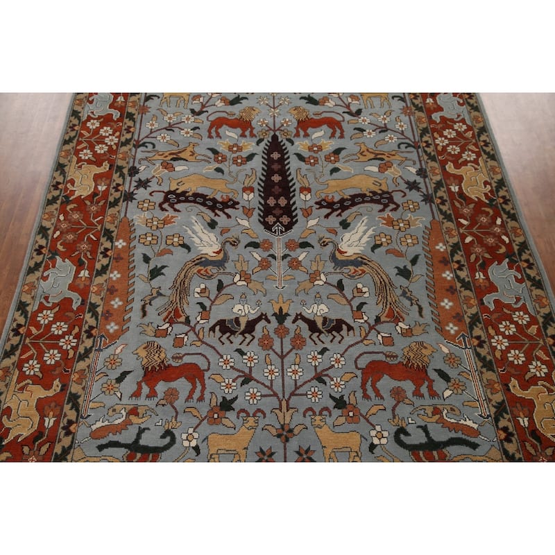 Hunting Design Tabriz Large Rug Hand-Knotted Wool Carpet - 10'1"x 13'9"