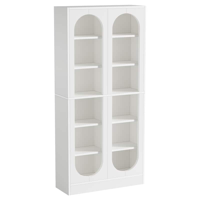 White Tall Bookshelf 6-Tier Bookcase with 12 Compartments