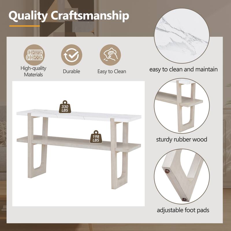 Retro Entryway Table with Open Shelf