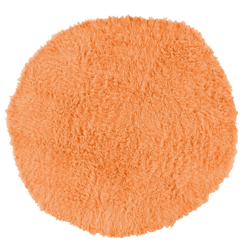 Linon Flokati Wool Thick Area Rug - 8' X 8' - Sherbet
