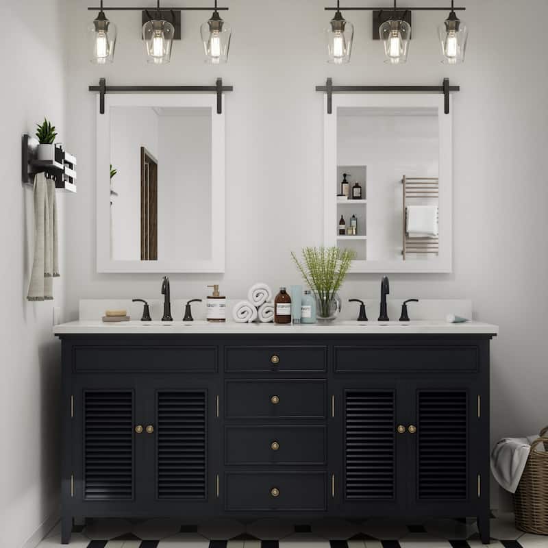 Rural Style Wall Mirrors Farmhouse Bathroom Mirrors Barn Mirror Vanity Mirror with Wood Framed(1 Piece)