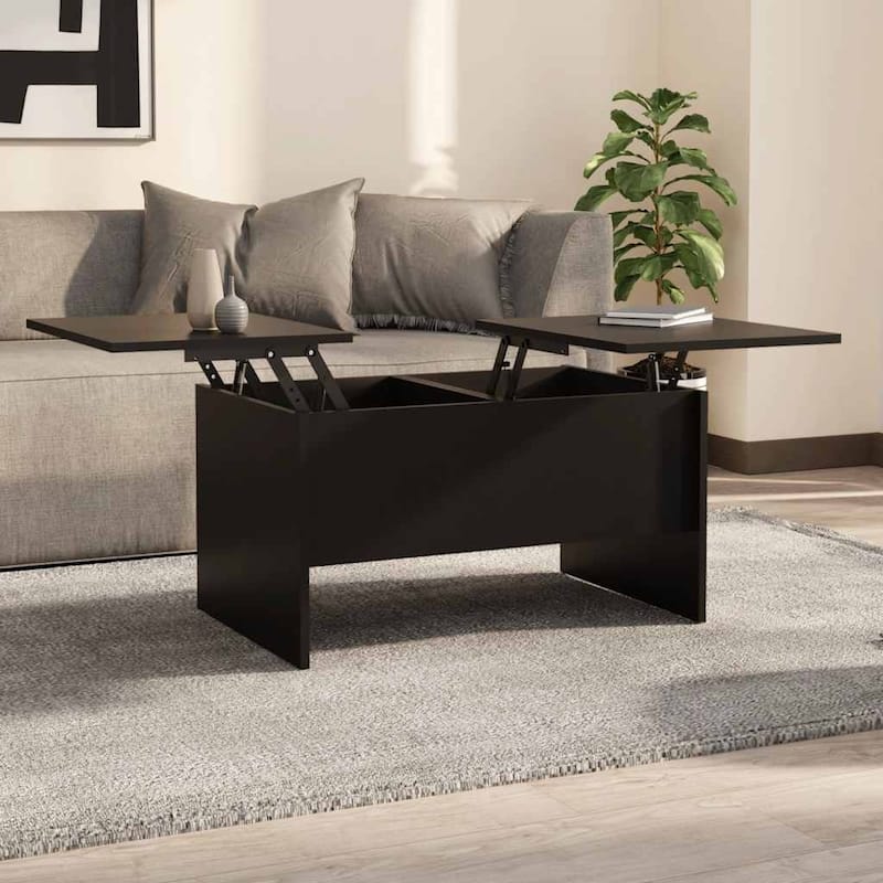 vidaXL Coffee Table Lift Top End Table Accent Side Sofa Table Engineered Wood - 31.5" x 19.7" x 16.7" - Black