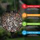 Exhart Solar Round Glass and Metal Hanging Lantern with 15 LED Fairy Firefly String Lights, 7 by 21 Inches