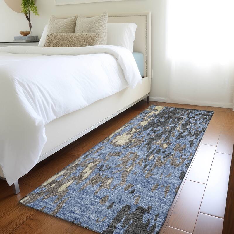 Premium Washable Super Soft Contemporary Glam Mayfield Rug - Denim - 2'3" x 7'6"