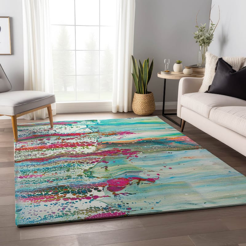 Premium Washable Super Soft Abstract Contemporary Mayfield Rug - Multi - 10' x 14' - Rectangle