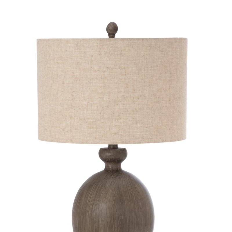 Lux Lighting Coastal Farmhouse Brown Timeless Table Lamps with Linen Shade (Set of 2) 3-Way Switch