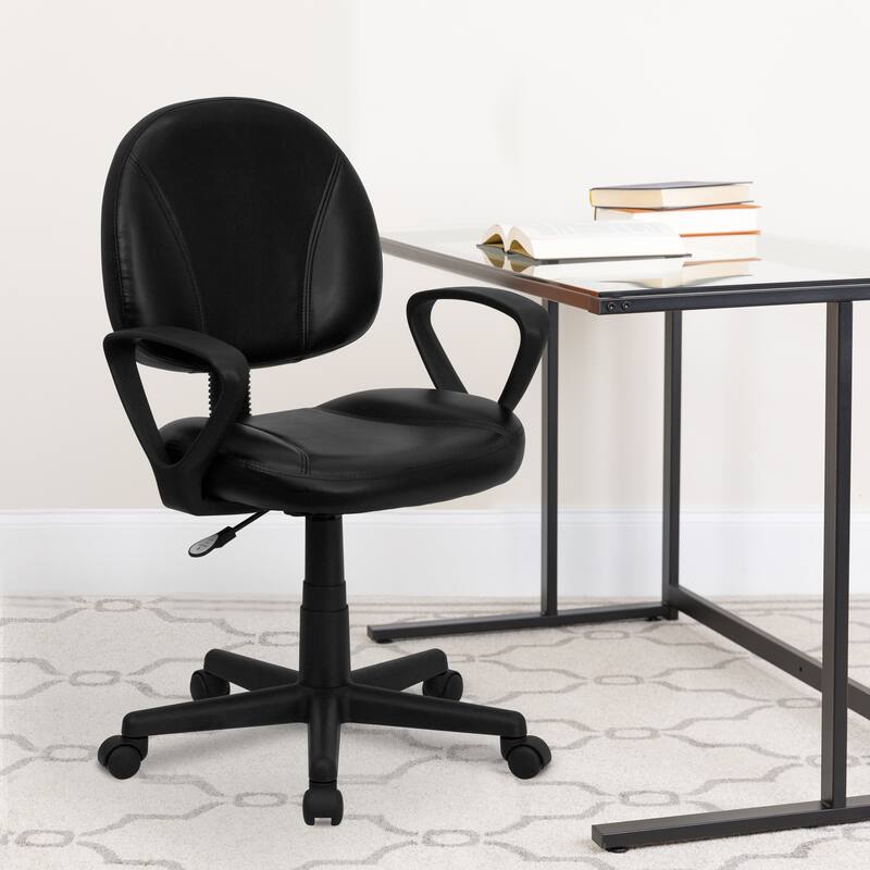 Mid-Back LeatherSoft Swivel Ergonomic Task Office Adjustable Chair w/ Arms