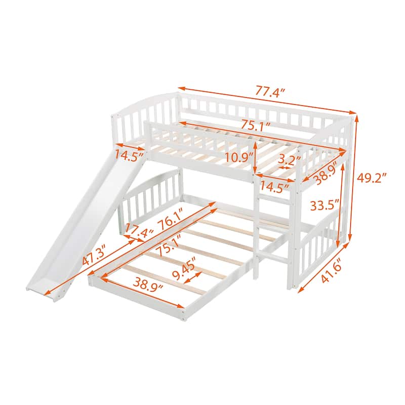 Twin Over Twin Bunk Bed with Slide and Ladder