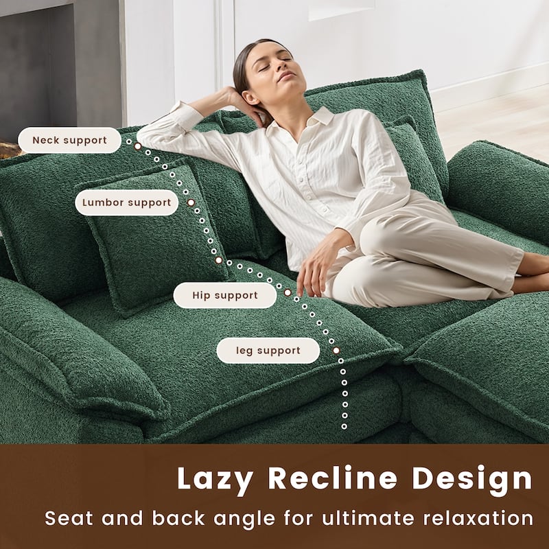 Modular Chenille Sectional Sofa with Ottomans, Deep Seat, Wide Padded Armrests, 2-Seat / 3-Seat / 4-Seat Options