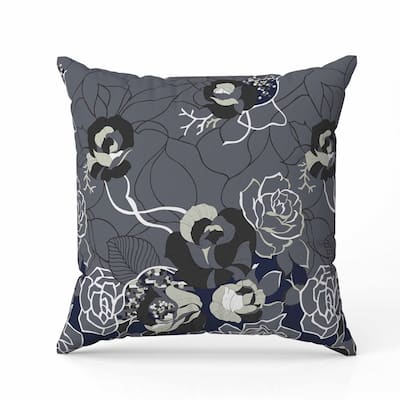 Regal Rose Retreat Faux Suede Reversible Throw Pillow Dark and Gray