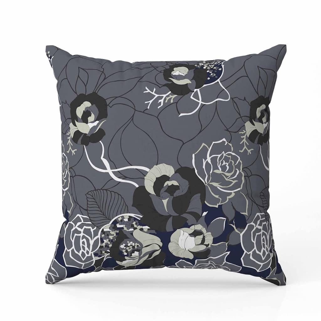 Regal Rose Retreat Faux Suede Reversible Throw Pillow Dark and Gray