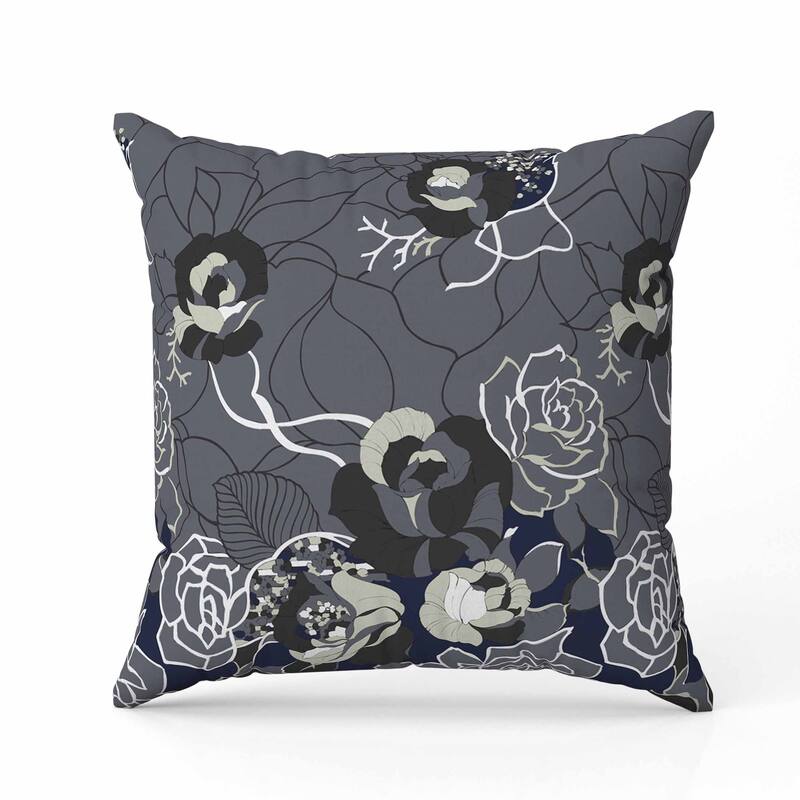 Regal Rose Retreat Indoor/Outdoor Reversible Throw Pillow Dark and Gray
