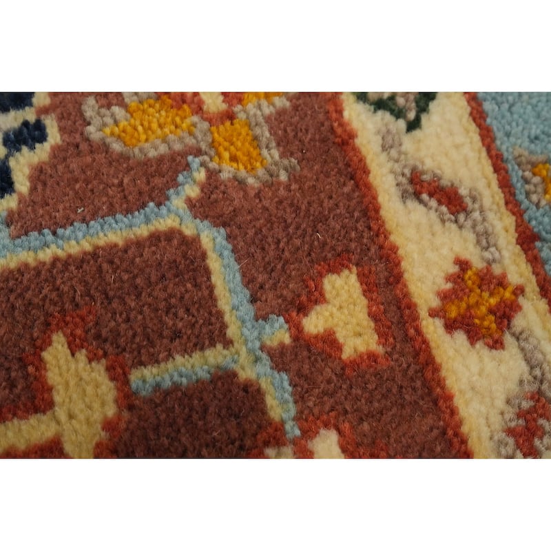 Hand-knotted Transitional Wool Carpet Orange Oushak Rug Floral Oriental Area Rug - 8' 8'' X 5' 8''