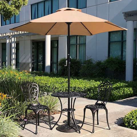 7.5 ft Round Patio Umbrella, Market Umbrella with Tilt and Crank lift (Tan Color)