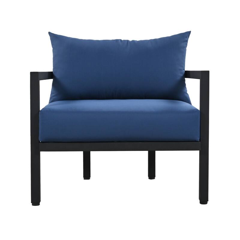 4-Piece Patio Furniture Set, Outdoor Sectional Sofa Set Steel Conversation Set with Loveseat, 2 Armchairs and Coffee Table