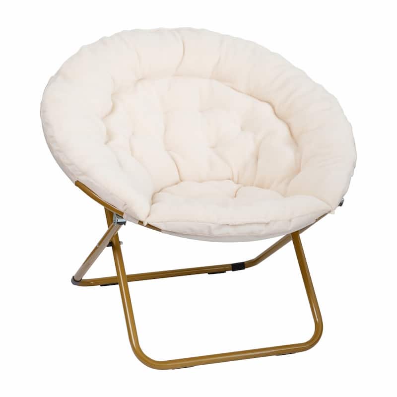 Upholstered XL Folding Saucer Chair with Ottoman - 31"D x 35.75"W x 33.5"H