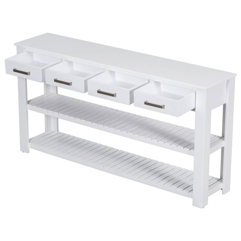 Entryway Console Table with 4 Drawers and 2 Shelves, Suitable for Entryways, Living Rooms