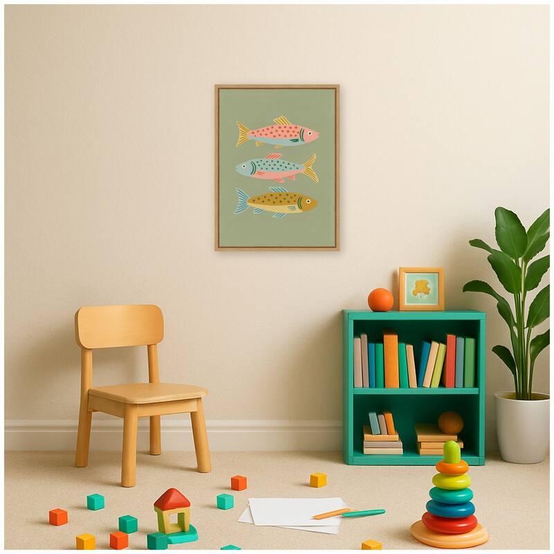 Kate and Laurel Fishes by Laura Moss Framed Canvas Wall Art Print