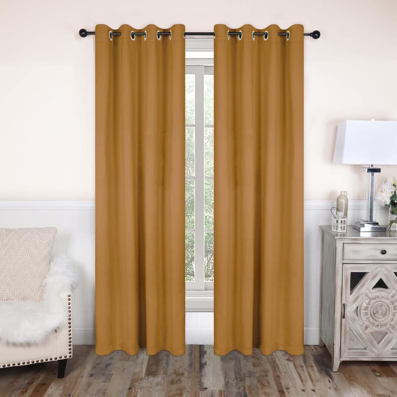 Superior Solid Machine Washable Room Darkening Grommet Blackout Curtains, Set of 2