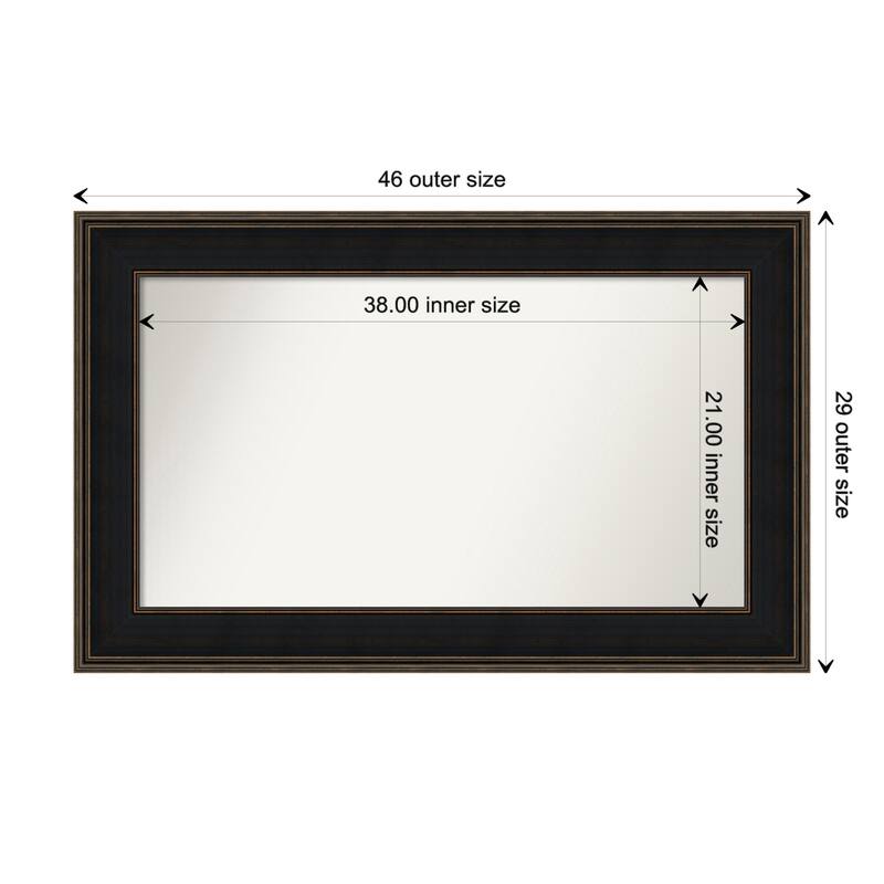 Mezzanine Espresso Framed Non-Beveled Custom Wall Mirror, Bathroom Vanity Mirror - Outer Size: 45.75 x 28.75