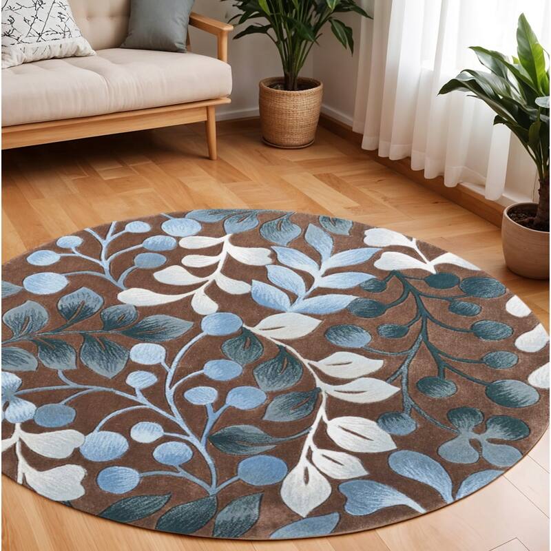 Cames Geometric Stain Resistant Area Rug By HomeRoots - 96' X '96' X '0.5 - 96' X '96' X '0.5 - Natural/Criss Cross - Round