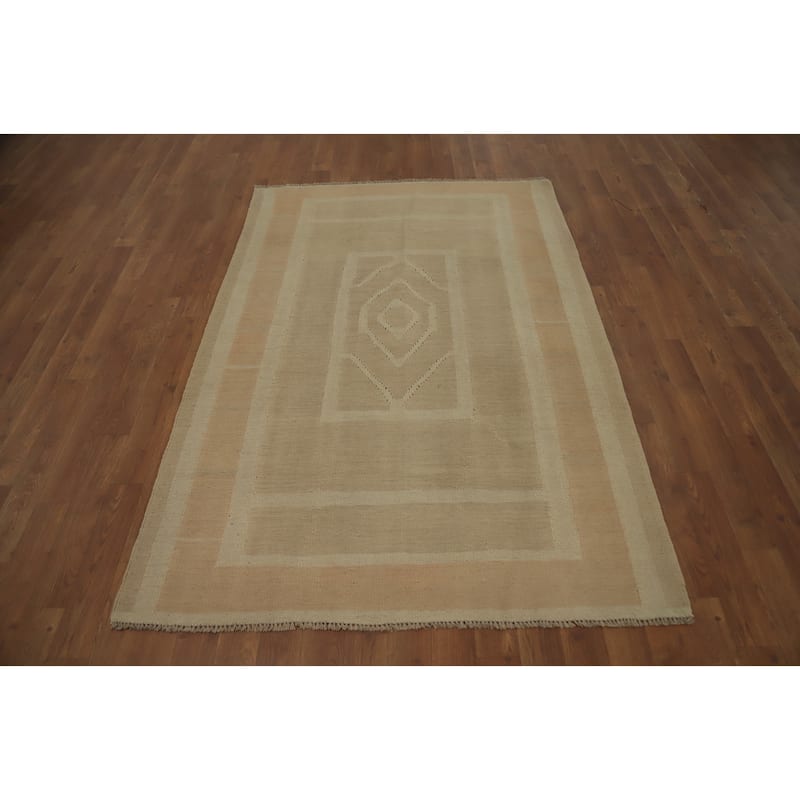 Hand Woven Oriental 100% Wool Carpet Southwestern Tribal Brown Kilim Area Rug - 5' 7'' X 3' 10''