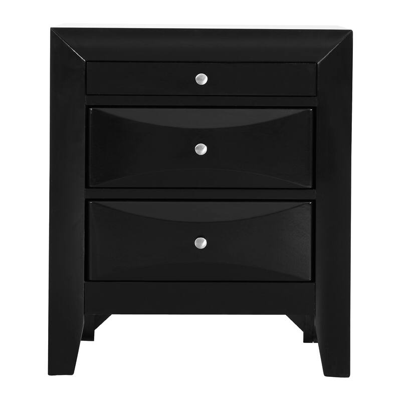 3-Drawer Wooden Nightstand - 28" - Black