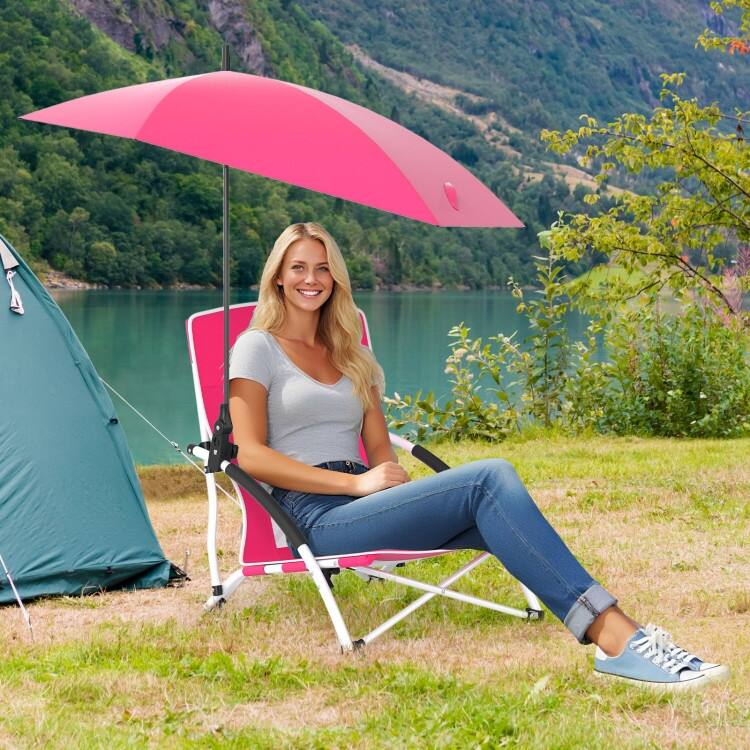Metal Oxford Fabric Beach Chair with Umbrella and Carry Bag