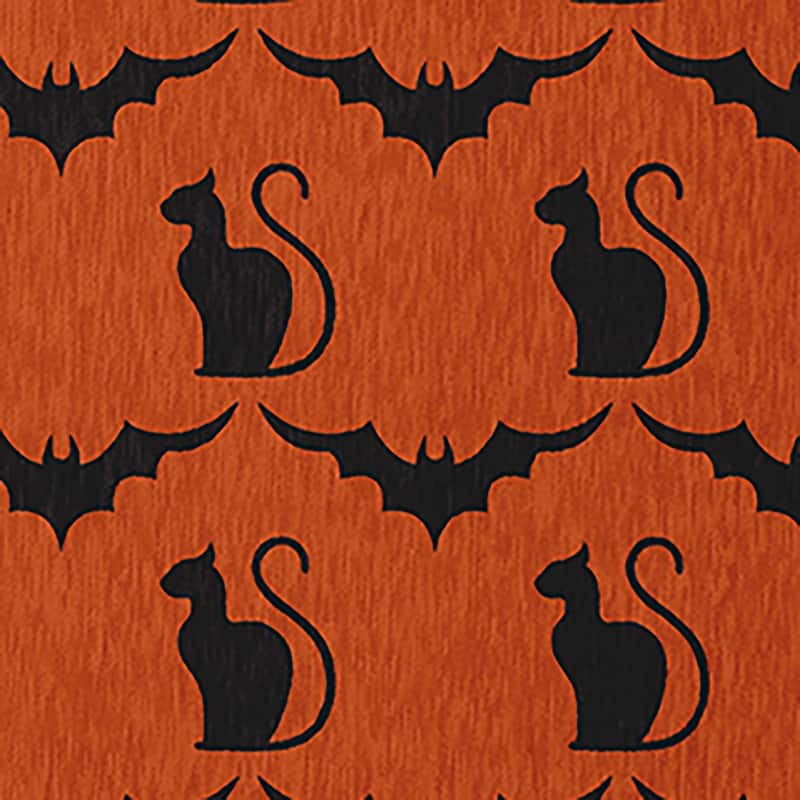 Cats and Bats Halloween Chenille Rug, 18" x 30"