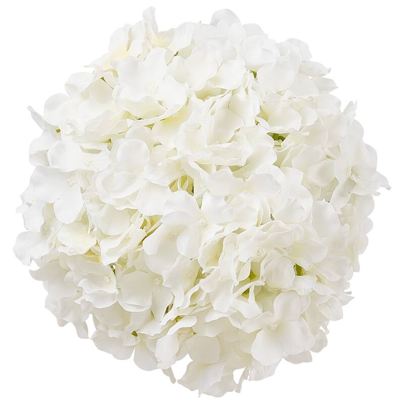 White Silk Hydrangea Artificial Flowers Set Realistic Layered Bloom Flexible Stems