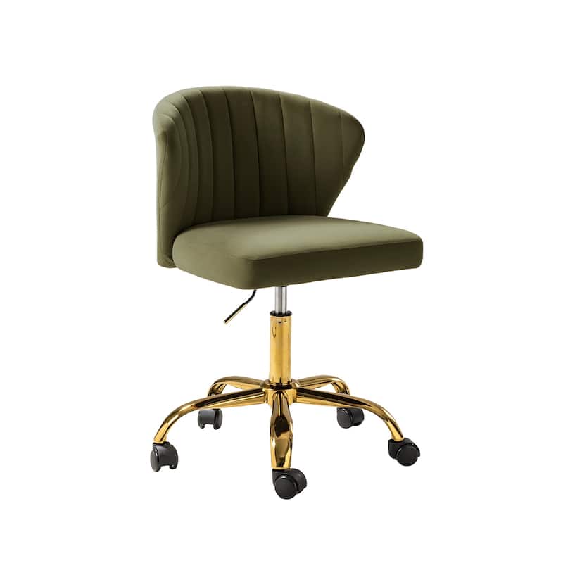 Ilia Modern Velvet Wingback 360 degree Ergonomic Office Task Chair with Channel Tufted Back by HULALA HOME