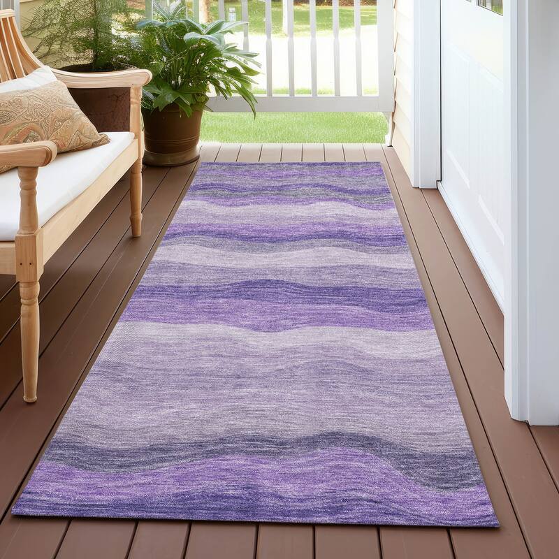 Machine Washable Indoor/ Outdoor Ombre Stripes Chantille Rug - Purple - 2'3" x 7'6"