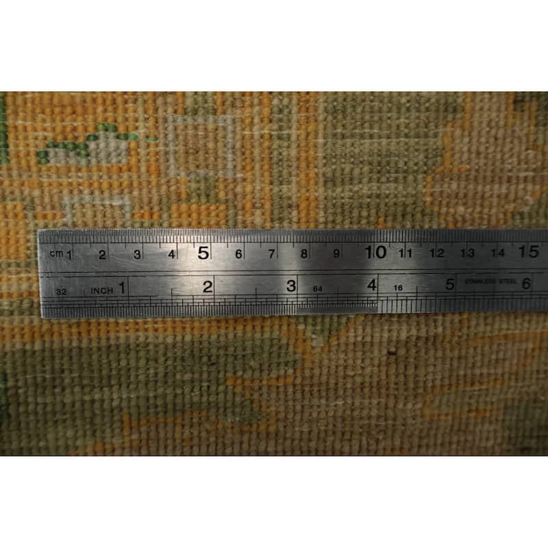 Hand Knotted Oriental 100% Wool Carpet Transitional Floral Green Oushak Area Rug - 8' 5'' X 5' 11''