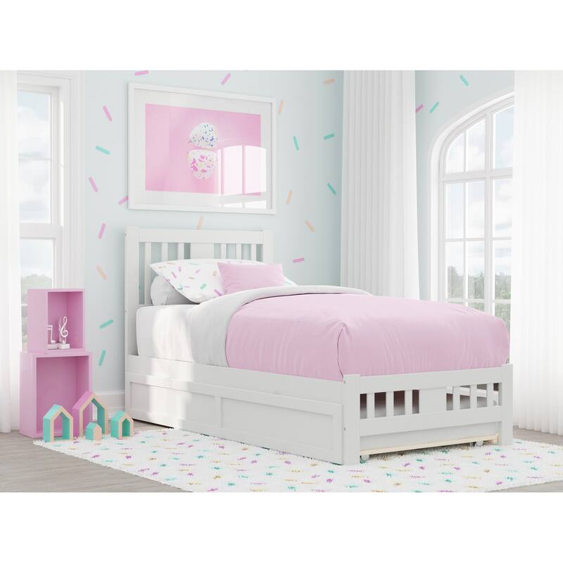 Tahoe Twin Platform Bed with Twin Trundle in White