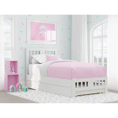 Tahoe Twin Platform Bed with Twin Trundle in White