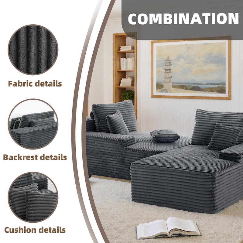 Cathy 82" W No Assembly Required Chaise Sofa Lounge Sectional Couch