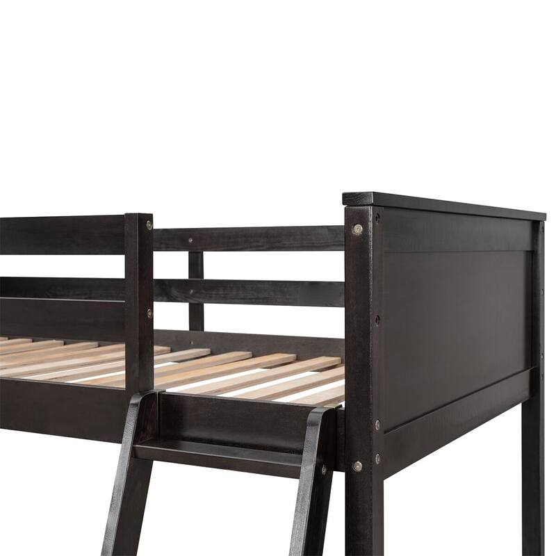 Merax Wooden Loft Bed with Shelves and Desk