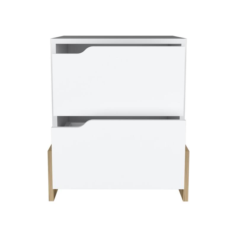 Modern 2-Drawer Nightstand in Wood Manufactured Wood Frame