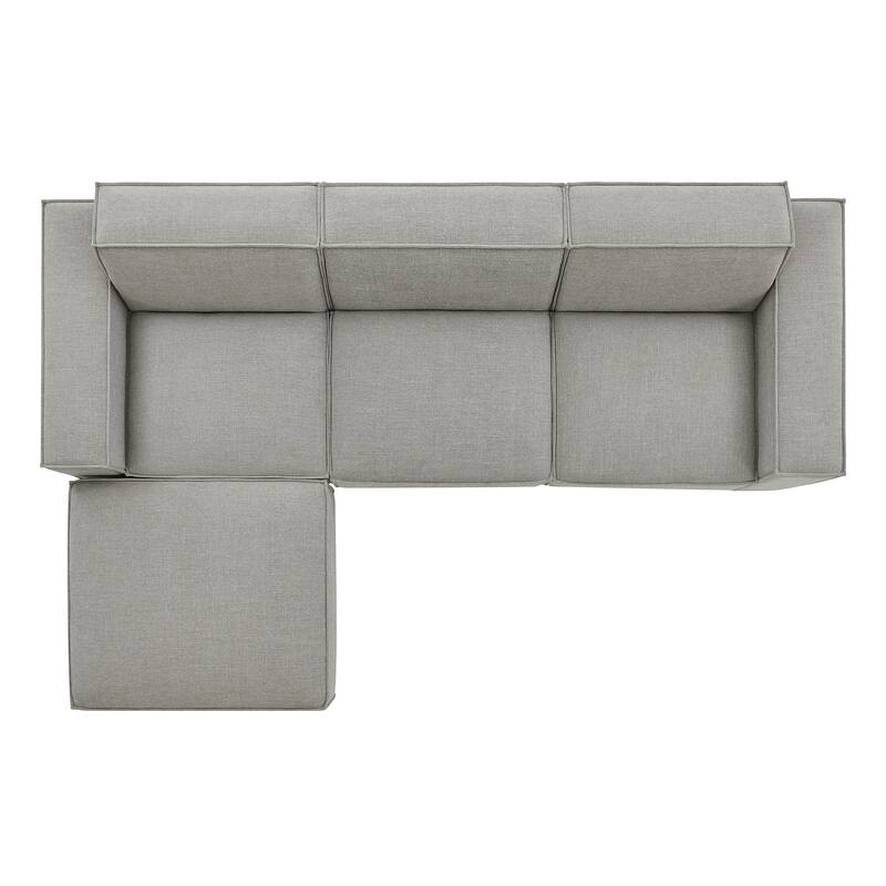 Restore 4-Piece Performance Fabric Upholstered Modular Sofa Set with Ottoman
