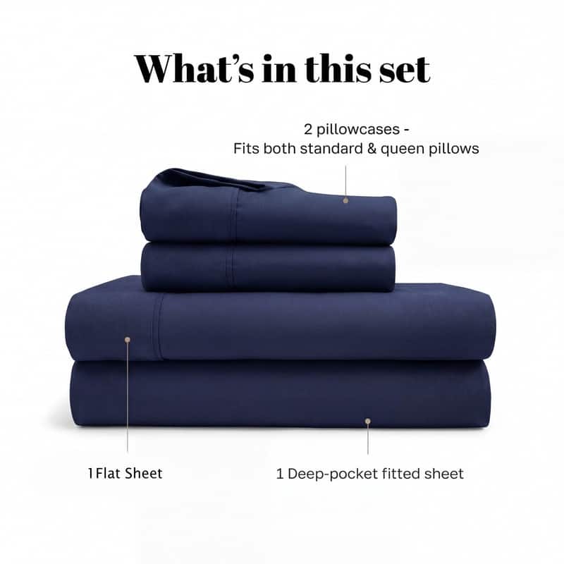 Superior Egyptian Cotton 530 TC Sheet Set Sateen Weave, Deep Pocket, Ultra‑Soft & Breathable Bedding