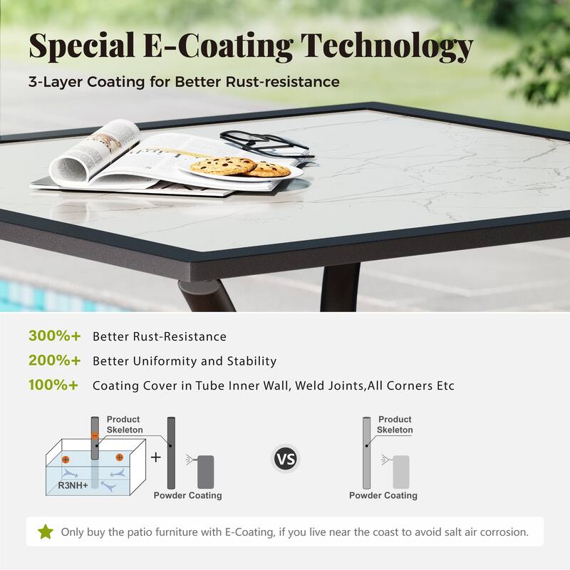 MAISON ARTS 37" Square Patio Dining Table Outdoor Furniture Table