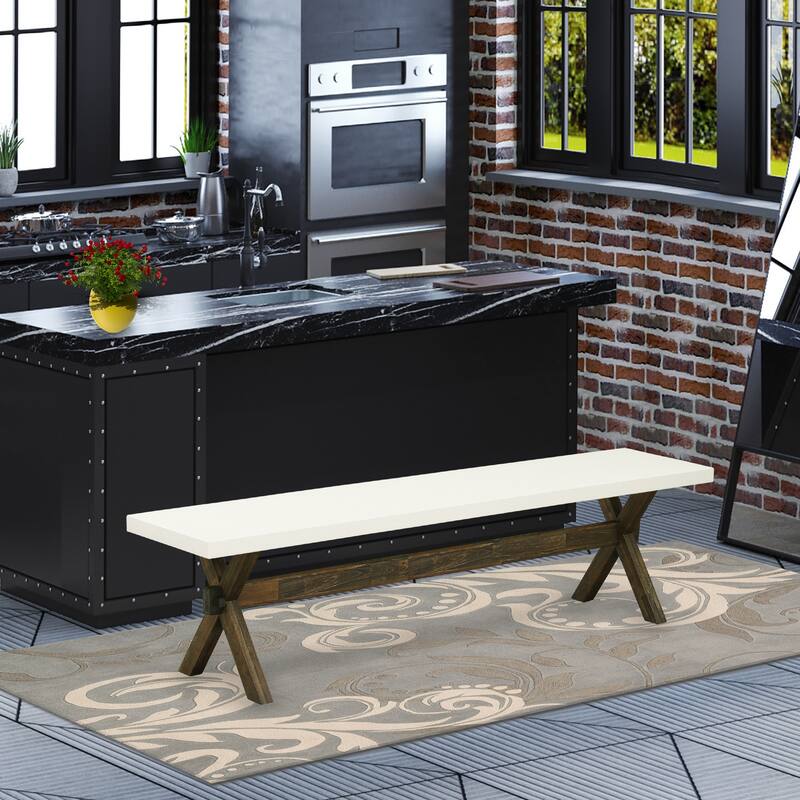 East West Furniture X-Style Modern Dining Bench with Wooden Seat, 72x15x18 Inch, Multi-Color (Finish Options) - XB727