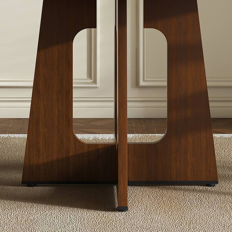 Anmytek 47 Inch Round MDF Dining Table for 4 Wood Grain Farmhouse Kitchen Table