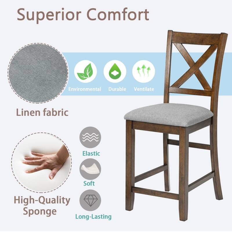 Counter Height Chairs set for 4, Kitchen Chair with Padded Seat, Counter Height Barstool for Dining Room,
