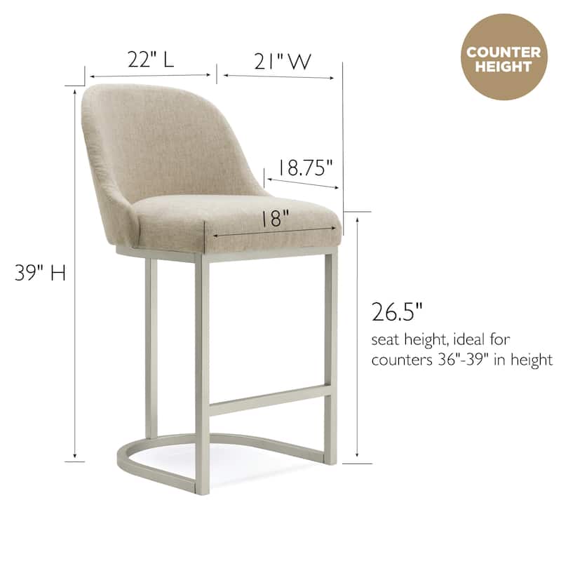 Leick Home Upholstered Barrelback Counter Stool with Metal Base