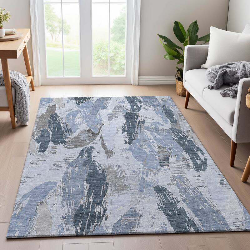 Premium Washable Super Soft Contemporary Strokes Mayfield Rug