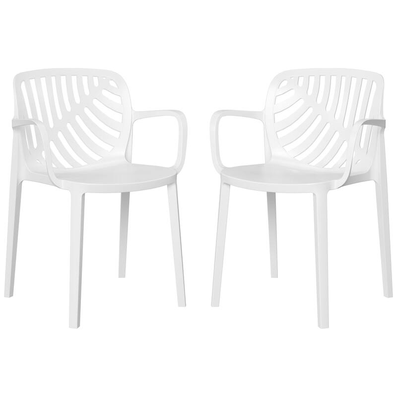 Frond and Form Outdoor Patio Stacking Dining Armchair (Set of 2) - White